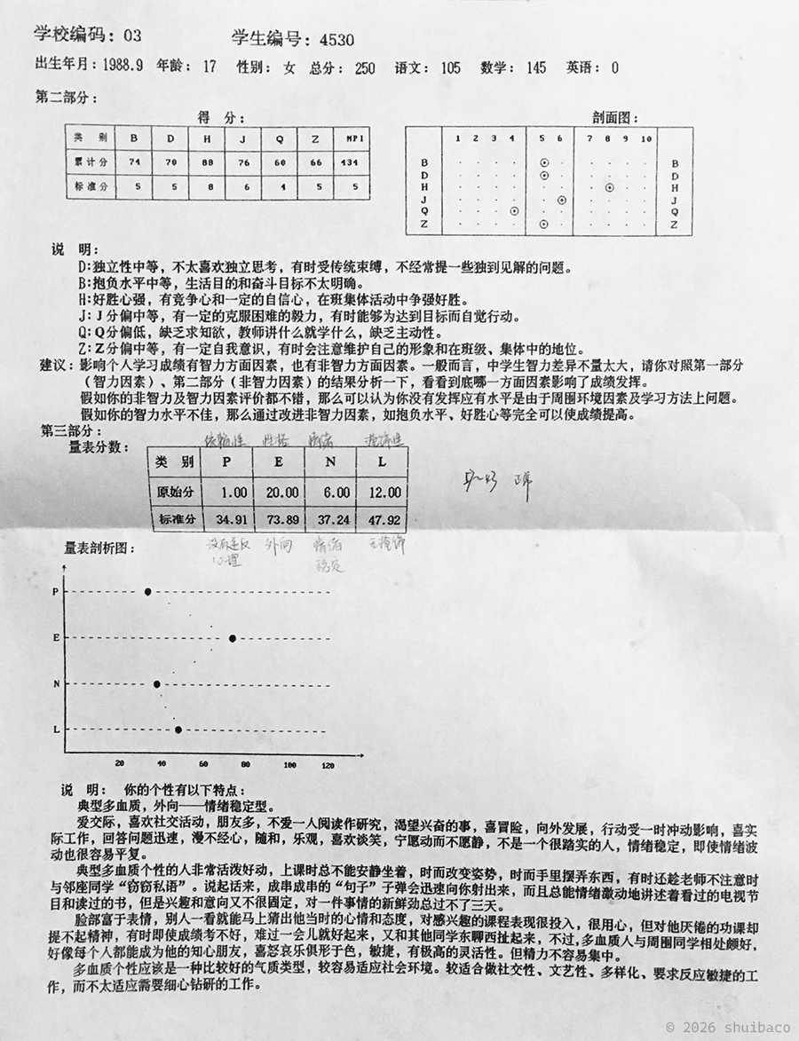 高中性格测试